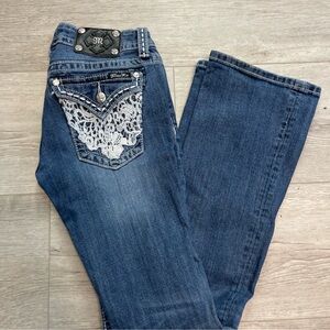Women's Blue Jeans with Lace Detail